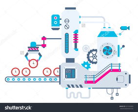 工業工廠插圖的矢量排序與視覺藝術 構建色彩明亮的平面設計系統